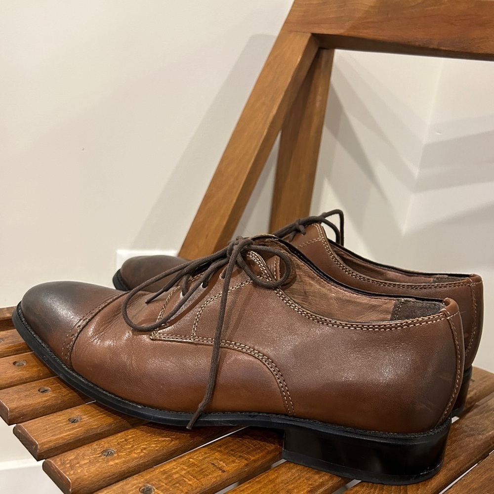 Joseph Abboud Brown Leather Cambridge Cap Toe Oxford Shoes Size 11 M - Picture 7 of 11